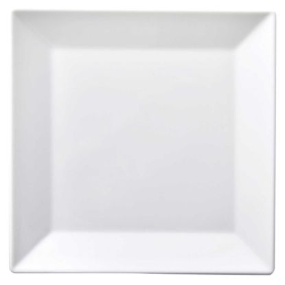 Image de Assiette plate carrée 30 cm en porcelaine blanche - Lot de 4 - Novastyl 