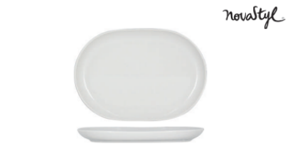 Image de Plat ovale 33 cm en porcelaine blanche - Lot de 6 - Novastyl 