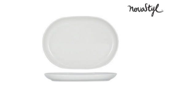 Image de Plat ovale 33 cm en porcelaine blanche - Lot de 6 - Novastyl 