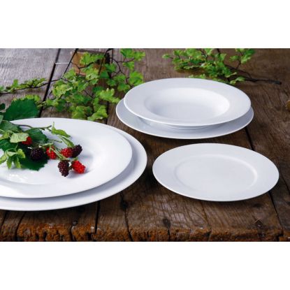Image de Assiette plate Roma 21 cm en porcelaine blanche - Lot de 6 - Novastyl