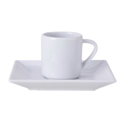 Image de Soucoupe  café Carré Hotel en porcelaine blanche - Lot de 6 - Novastyl