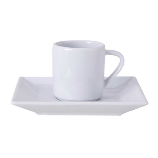 Image de Soucoupe  café Carré Hotel en porcelaine blanche - Lot de 6 - Novastyl