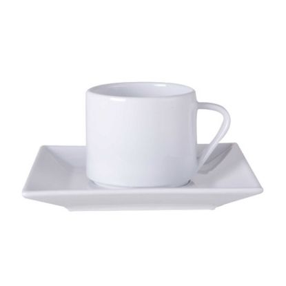 Image de Soucoupe mixte Carré Hotel en porcelaine blanche - Lot de 6 - Novastyl