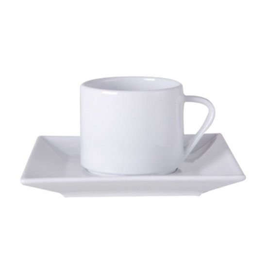 Image de Soucoupe mixte Carré Hotel en porcelaine blanche - Lot de 6 - Novastyl