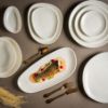 Image de Assiette rectangulaire vago Radix 36 cm en porcelaine blanche - Lot de 12 - Bonna 