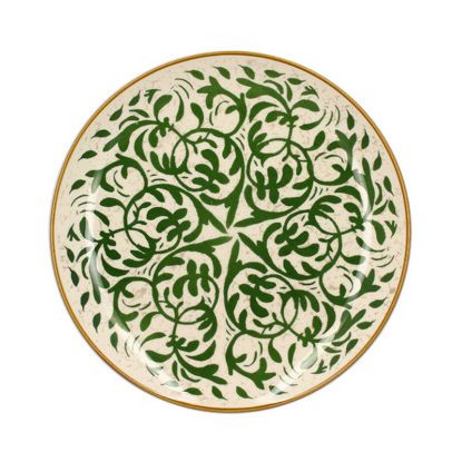 Image de Assiette plate Héraclée  27 cm en grès décor vert - Lot de 12 - Novastyl