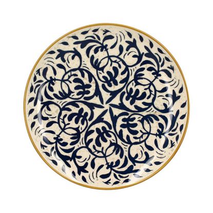 Image de Assiette plate Héraclée  27 cm en grès décor bleu - Lot de 12 - Novastyl 