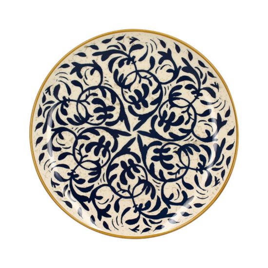 Image de Assiette plate Héraclée  27 cm en grès décor bleu - Lot de 12 - Novastyl 