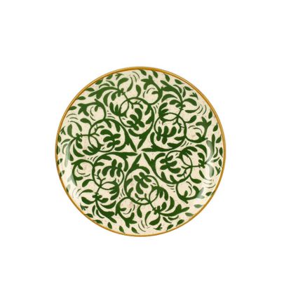 Image de Assiette à dessert Héraclée 19 cm en grès décor vert - Lot de 12 - Novastyl