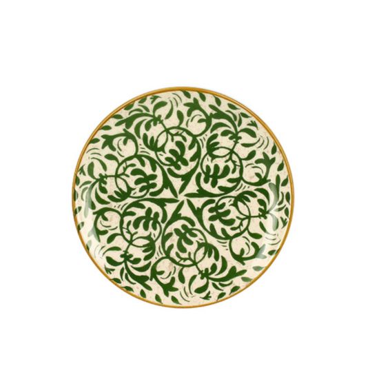 Image de Assiette à dessert Héraclée 19 cm en grès décor vert - Lot de 12 - Novastyl