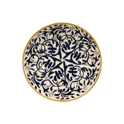 Image de Assiette creuse Héraclée  20 cm en grès décor bleu - Lot de 12 - Novastyl