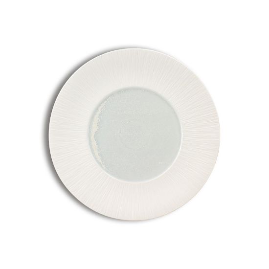 Image de Assiette plate 31 cm Urus en porcelaine bleu et blanche - Lot de 4 - Ogo living