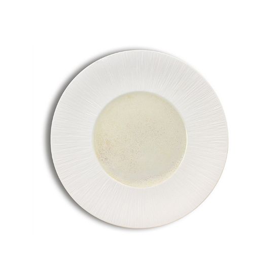 Image de Assiette plate 31 cm Urus en porcelaine beige et blanche - Lot de 4 - Ogo living