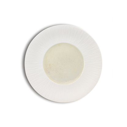 Image de Assiette plate 28,5 cm Urus en porcelaine beige et blanche - Lot de 4 - Ogo living