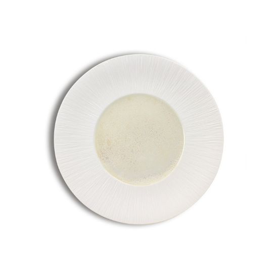 Image de Assiette plate 28,5 cm Urus en porcelaine beige et blanche - Lot de 4 - Ogo living