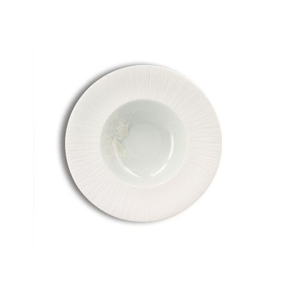 Image de Assiette creuse 23,5 cm Urus en porcelaine bleu et blanche - Lot de 4 - Ogo living 