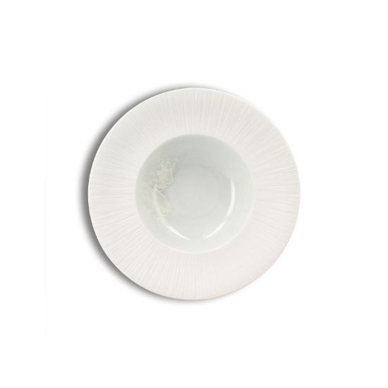 Image de Assiette creuse 23,5 cm Urus en porcelaine bleu et blanche - Lot de 4 - Ogo living 