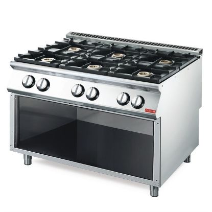 Image de Fourneau gaz 6 feux vifs sur placard ouvert 700/1200 - Gastro M