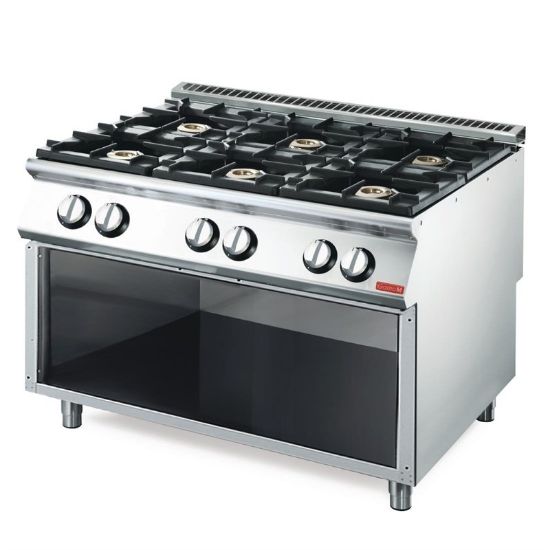 Image de Fourneau gaz 6 feux vifs sur placard ouvert 700/1200 - Gastro M